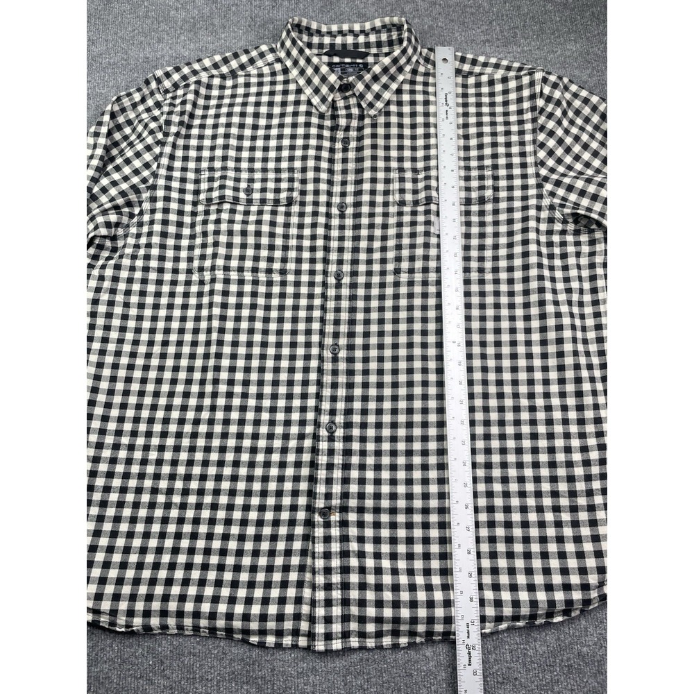 Carhartt‎ Button Down Shirt Mens 2XL Black White Gingham Loose Fit TW4451-M - Picture 7 of 7